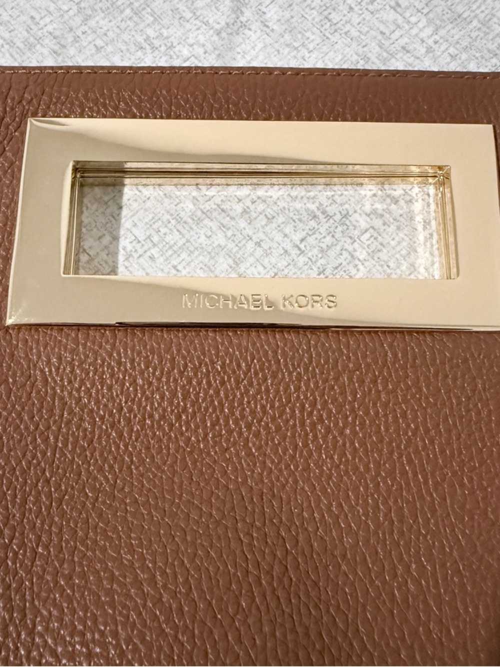 Michael Kors Chestnut Brown Leather Wristlet Clutch with Gold Trim - Picture 3 of 9